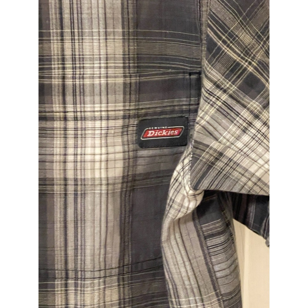 Dickies Mens Large Multicolor Plaid Relaxed Fit Short Sleeve Button Up Shirt - Picture 4 of 10